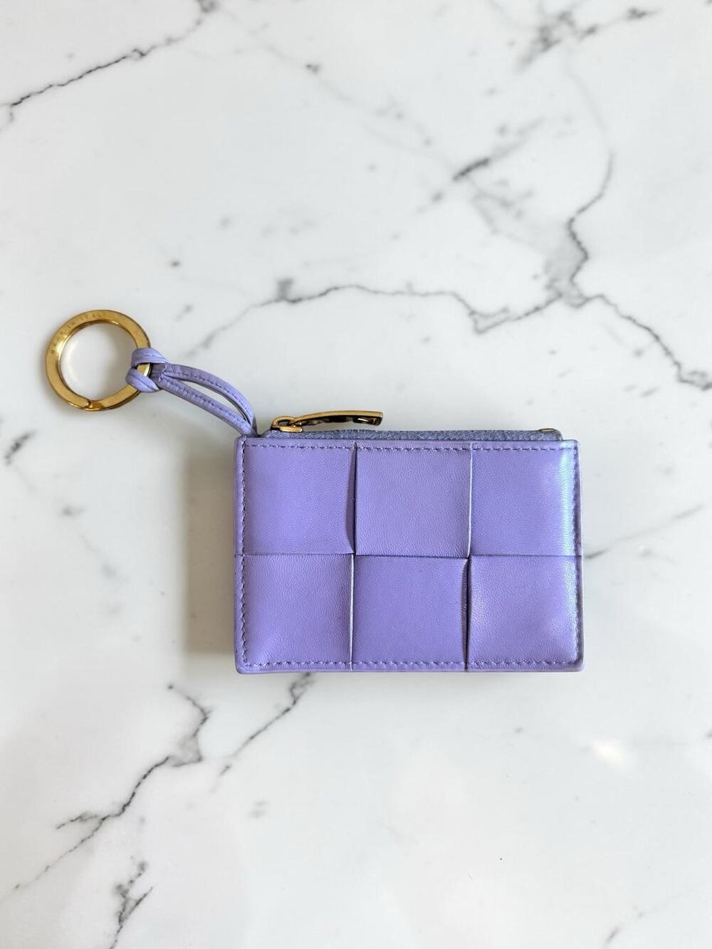Bottega Veneta Cassette Card Wallet Key Cles Maxi Intreccio Lilac
